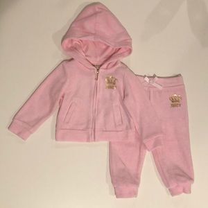Juicy Couture Baby Pink Velour Hoodie & Pants Set